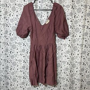 Pink Pleated Puff Sleeve Midi Sundress